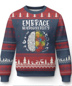 Embrace Neurodiversity Ugly Christmas Sweater Autism Awareness ASD ADHD Acceptance