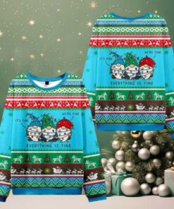 Everything Is Fine Ugly Christmas Knit Sweatshirt