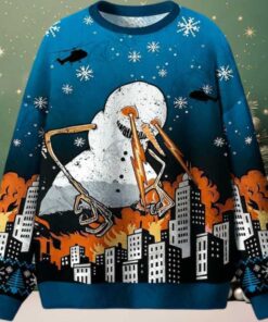 Evil Snowman City Destruction Jumper Ugly Sweater