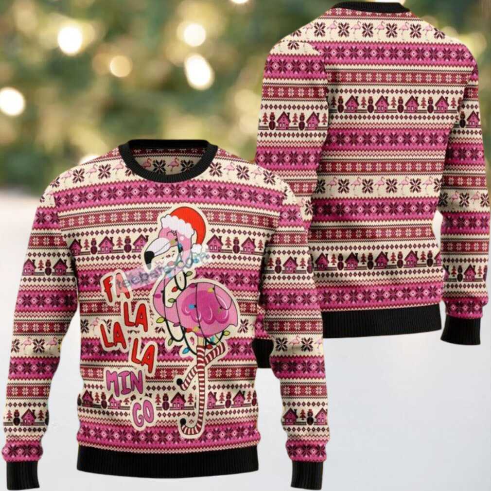 Fa La La Min Go Cool Flamingo Ugly Christmas Sweater Fa La La Min Go Cool Flamingo Ugly Christmas Sweater