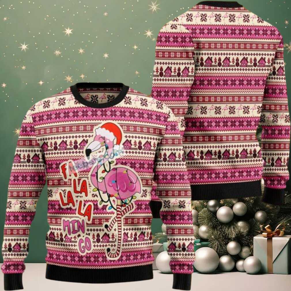 Fa La La Min Go Cool Flamingo Ugly Christmas Sweater Fa La La Min Go Cool Flamingo Ugly Christmas Sweater