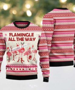 Flamingle All The Ways Best Flamingo Ugly Christmas Sweater
