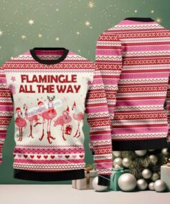 Flamingle All The Ways Best Flamingo Ugly Christmas Sweater