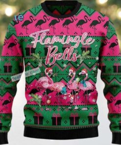 Flamingle Bells Santa Flamingo Ugly Christmas Sweater Ugliest Design