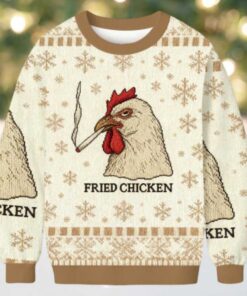 Fried Chicken 420 Smoking Meme Christmas Ugly Sweatshirt