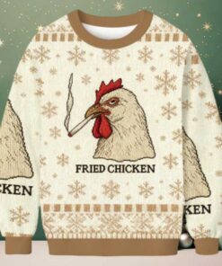 Fried Chicken 420 Smoking Meme Christmas Ugly Sweatshirt