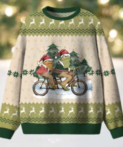Frog’s Christmas Trip Teacher Ugly Fluffy Christmas Sweater