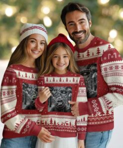 Funny Bigfoot Selfie Ugly Christmas Sweater Sasquatch Alien UFO Xmas