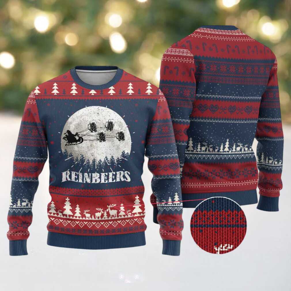 Funny Christmas Beers Ugly Christmas Sweater Reinbeers Santa Sleigh Moon Funny Christmas Beers Ugly Christmas Sweater Reinbeers Santa Sleigh Moon