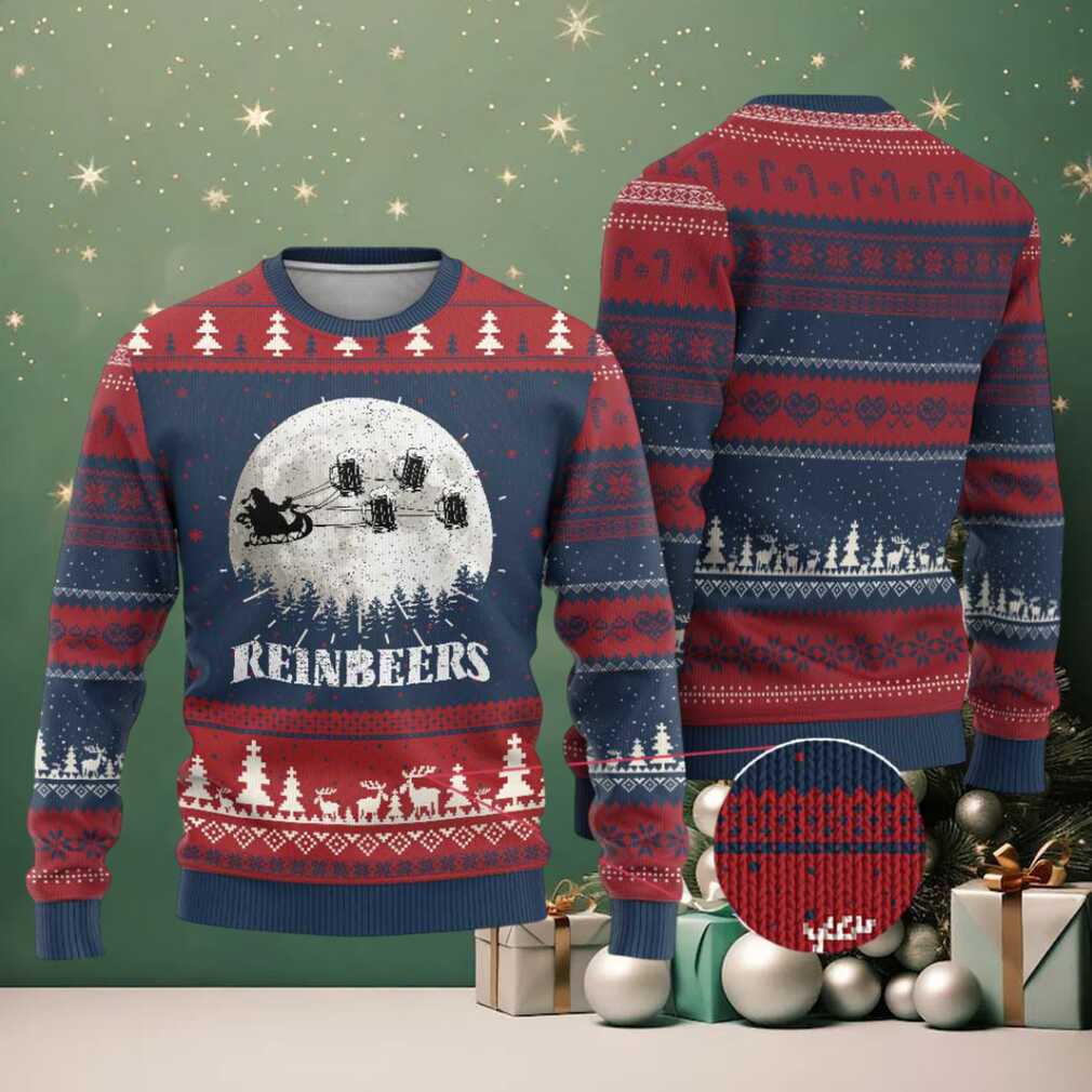 Funny Christmas Beers Ugly Christmas Sweater Reinbeers Santa Sleigh Moon Funny Christmas Beers Ugly Christmas Sweater Reinbeers Santa Sleigh Moon