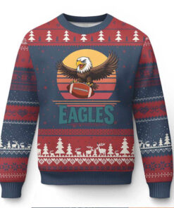 Funny Eagle Football Fan Ugly Christmas Sweater Retro Vintage Style