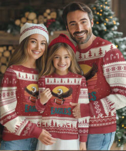 Funny Eagle Football Fan Ugly Christmas Sweater Retro Vintage Style