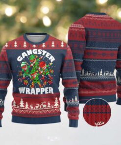 Funny Gangster Wrapper Ugly Christmas Sweater Xmas Gangsta Elf Crew Presents