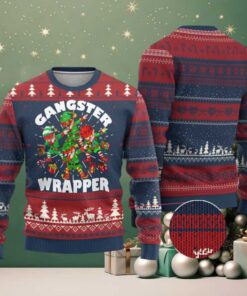 Funny Gangster Wrapper Ugly Christmas Sweater Xmas Gangsta Elf Crew Presents