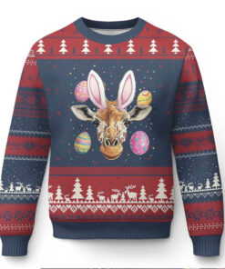 Funny Giraffe Bunny Ugly Christmas Sweater Happy Easter Day Sunday