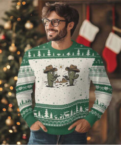 Funny Lone Star Cactus Cowboy Gunfight Gift Ugly Christmas Sweater