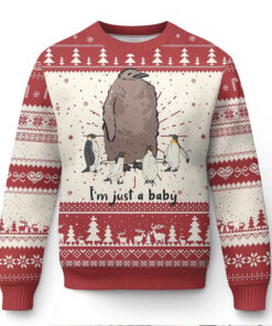 Funny Pesto The Penguin Ugly Christmas Sweater I’m Just A Baby Meme
