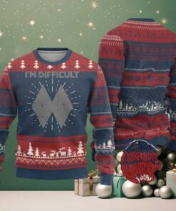 Funny Ski Snowboard Ugly Christmas Sweater I’m Difficult Double Black Diamonds