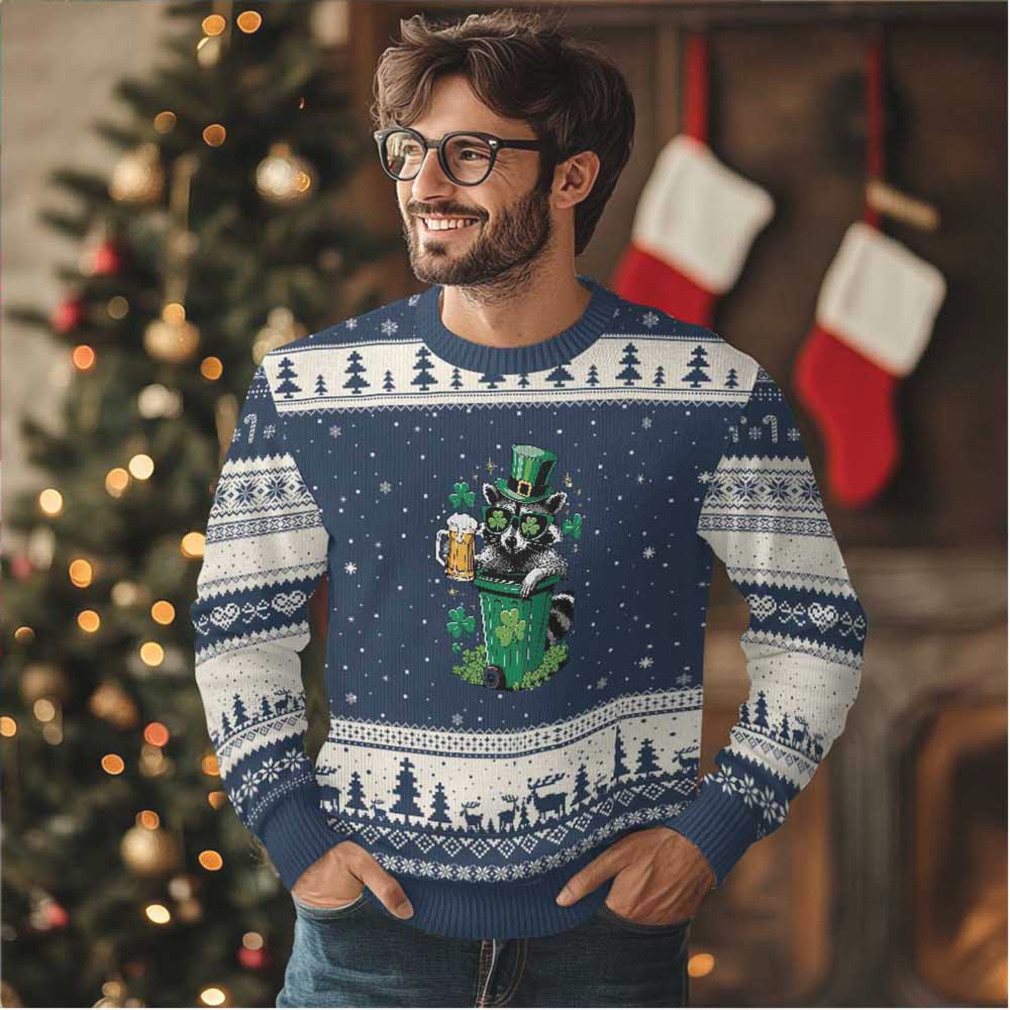 Funny St.Patrick’s Day Raccoon Ugly Christmas Sweater Patrick Drinking Irish Funny St.Patrick’s Day Raccoon Ugly Christmas Sweater Patrick Drinking Irish