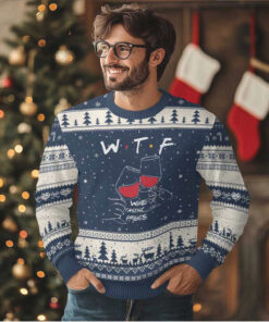 Funny Thanksgiving Friendsgiving Ugly Christmas Sweater WTF Wine Tasting Friends