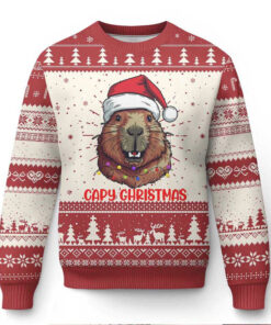 Funny Xmas Capybara Ugly Christmas Sweater Capy Christmas Meme Santa Hat