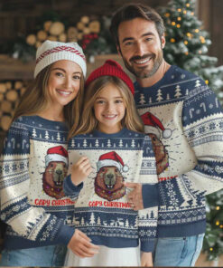 Funny Xmas Capybara Ugly Christmas Sweater Capy Christmas Meme Santa Hat