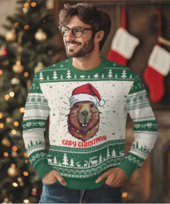 Funny Xmas Capybara Ugly Christmas Sweater Capy Christmas Meme Santa Hat