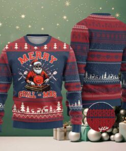 Funny Xmas Grilling Santa Ugly Christmas Sweater Merry Grill Mas BBQ