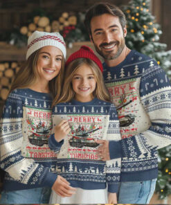 Funny Xmas Military Ugly Christmas Sweater Merry Tankmas Tank Veteran Army