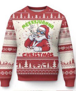Funny Xmas Weed Ugly Christmas Sweater Merryjuanna Christmas Santa Xmas