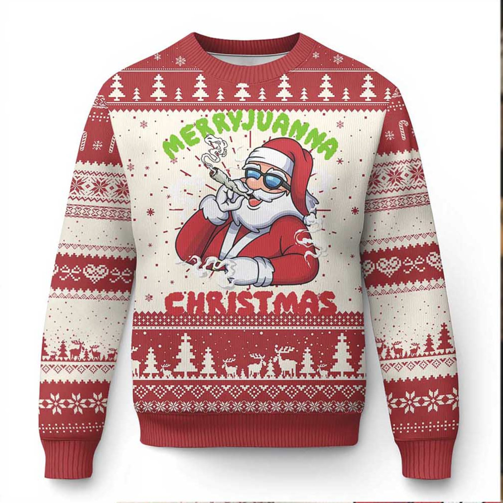 Funny Xmas Weed Ugly Christmas Sweater Merryjuanna Christmas Santa Xmas Funny Xmas Weed Ugly Christmas Sweater Merryjuanna Christmas Santa Xmas