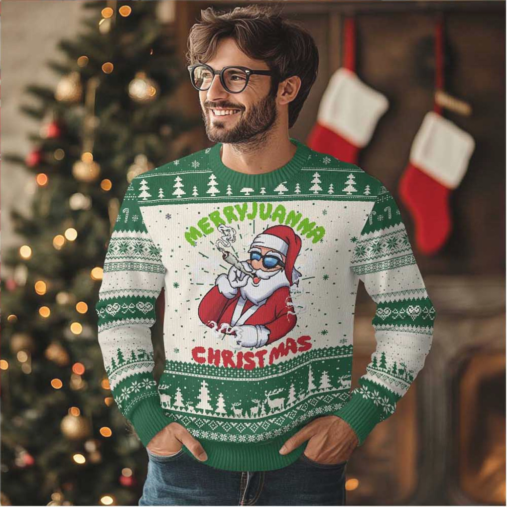 Funny Xmas Weed Ugly Christmas Sweater Merryjuanna Christmas Santa Xmas Funny Xmas Weed Ugly Christmas Sweater Merryjuanna Christmas Santa Xmas