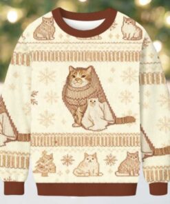 Ghost Cat Meme Christmas Ugly Sweatshirt