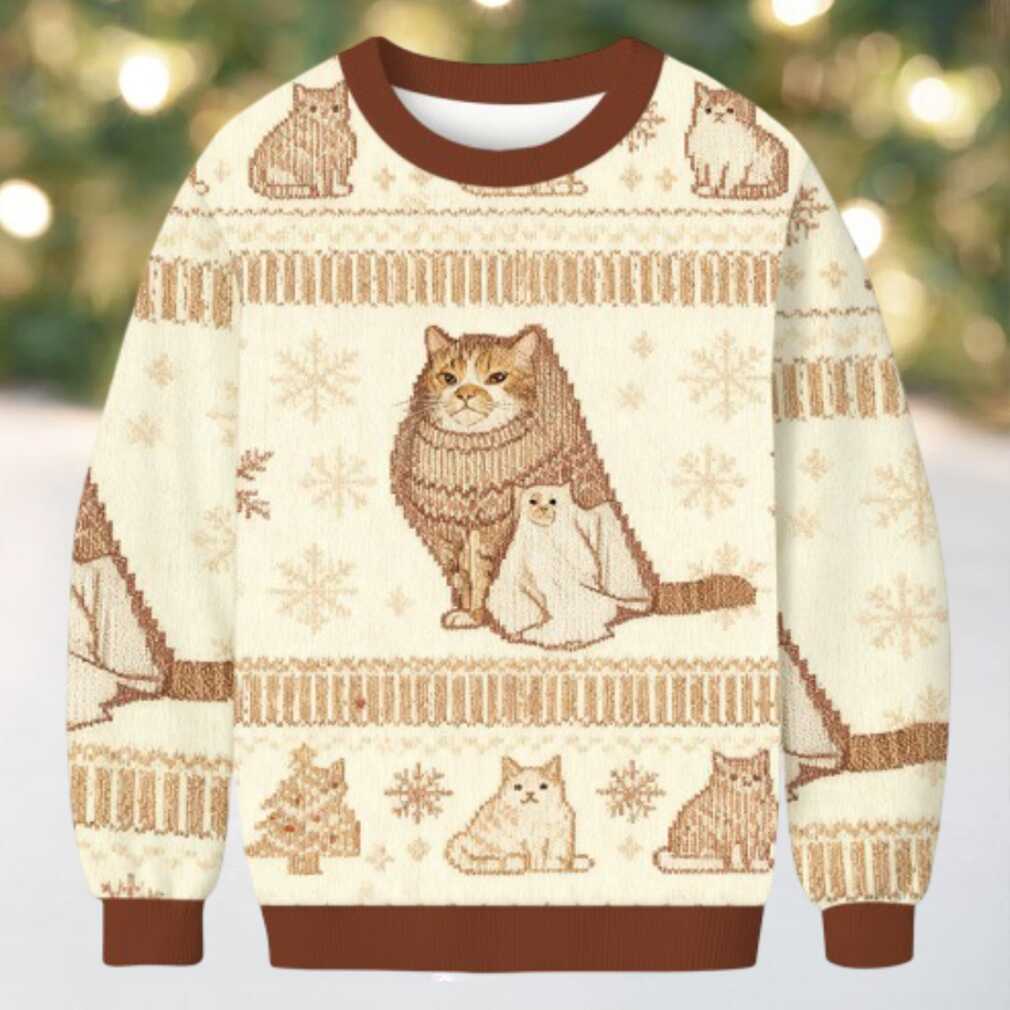Ghost Cat Meme Christmas Ugly Sweatshirt Ghost Cat Meme Christmas Ugly Sweatshirt