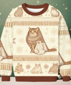 Ghost Cat Meme Christmas Ugly Sweatshirt