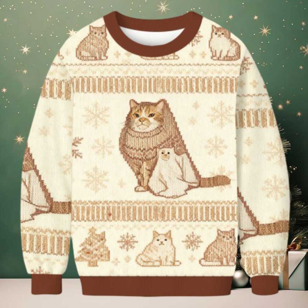 Ghost Cat Meme Christmas Ugly Sweatshirt Ghost Cat Meme Christmas Ugly Sweatshirt