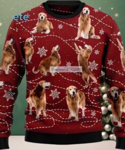 Golden Retriever Dog Dad Mom Ugly Cardigan Christmas Red, hoodie, sweater, long sleeve and tank top Golden Retriever Dog Dad Mom Ugly Cardigan Christmas Red