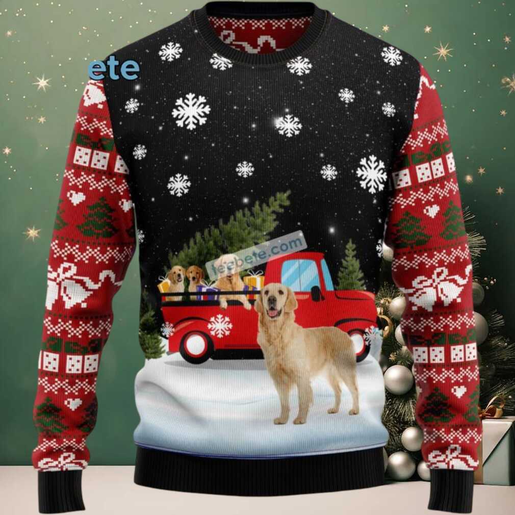 Golden Retriever Dog Dad Truck Ugly Christmas Sweater Best, hoodie, sweater, long sleeve and tank top Golden Retriever Dog Dad Truck Ugly Christmas Sweater Best