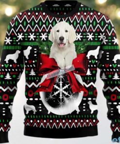 Golden Retriever Dog Face Ugly Holiday Sweater Black