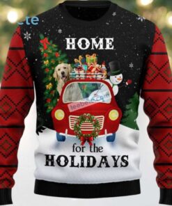 Golden Retriever Dog Mom And Snowman Ugly Sweaters For Couples Red Black