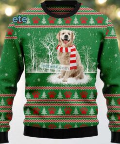 Golden Retriever Dog Mom Ugly Christmas Sweater Green Cute