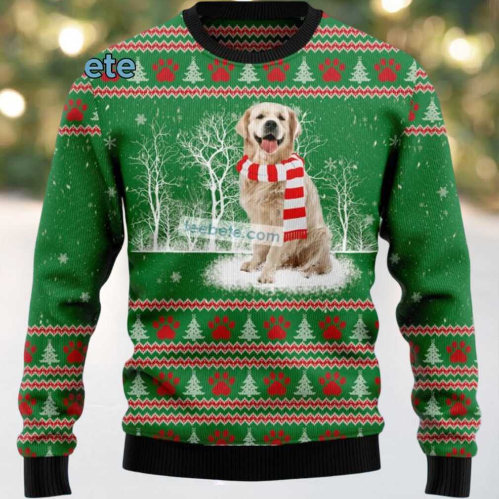 Golden Retriever Dog Mom Ugly Christmas Sweater Green Cute, hoodie, sweater, long sleeve and tank top Golden Retriever Dog Mom Ugly Christmas Sweater Green Cute front