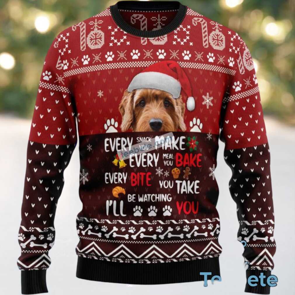 Goldendoodle Dog Dad Will Be Watching Ugly Christmas Sweaters For Couples, hoodie, sweater, long sleeve and tank top Goldendoodle Dog Dad Will Be Watching Ugly Christmas Sweaters For Couples