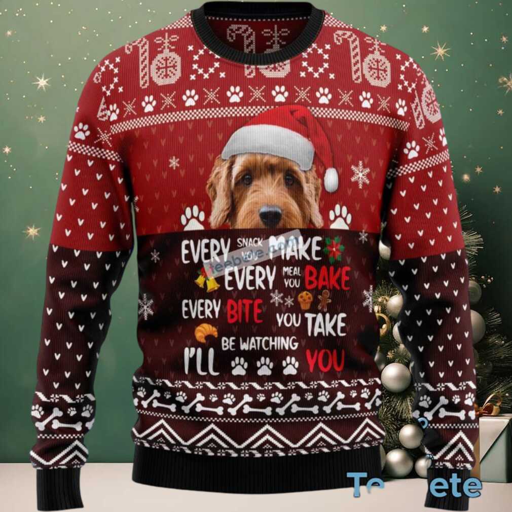 Goldendoodle Dog Dad Will Be Watching Ugly Christmas Sweaters For Couples, hoodie, sweater, long sleeve and tank top Goldendoodle Dog Dad Will Be Watching Ugly Christmas Sweaters For Couples