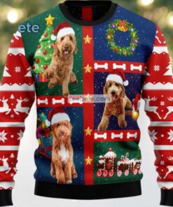 Goldendoodle Dog Mom Wreath Ugly Xmas Sweater