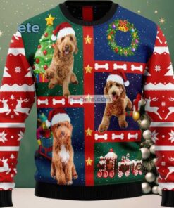 Goldendoodle Dog Mom Wreath Ugly Xmas Sweater, hoodie, sweater, long sleeve and tank top Goldendoodle Dog Mom Wreath Ugly Xmas Sweater