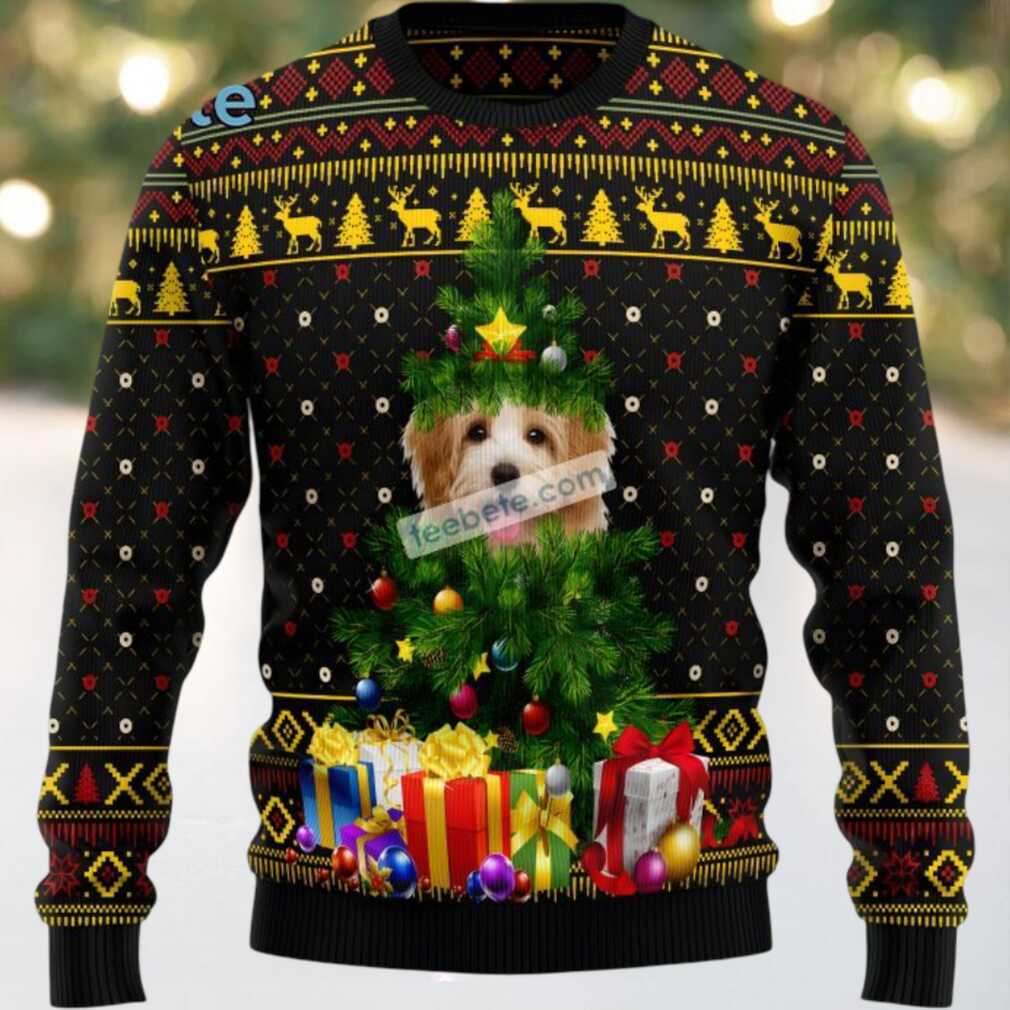 Goldendoodle Pine Dog Face Xmas Tree Ugly Christmas Sweater Black Funny, hoodie, sweater, long sleeve and tank top Goldendoodle Pine Dog Face Ugly Christmas Sweater