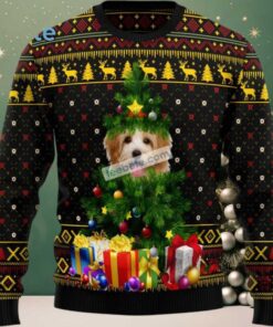 Goldendoodle Pine Dog Face Xmas Tree Ugly Christmas Sweater Black Funny, hoodie, sweater, long sleeve and tank top Goldendoodle Pine Dog Face Xmas Tree Ugly Christmas Sweater Black Funny