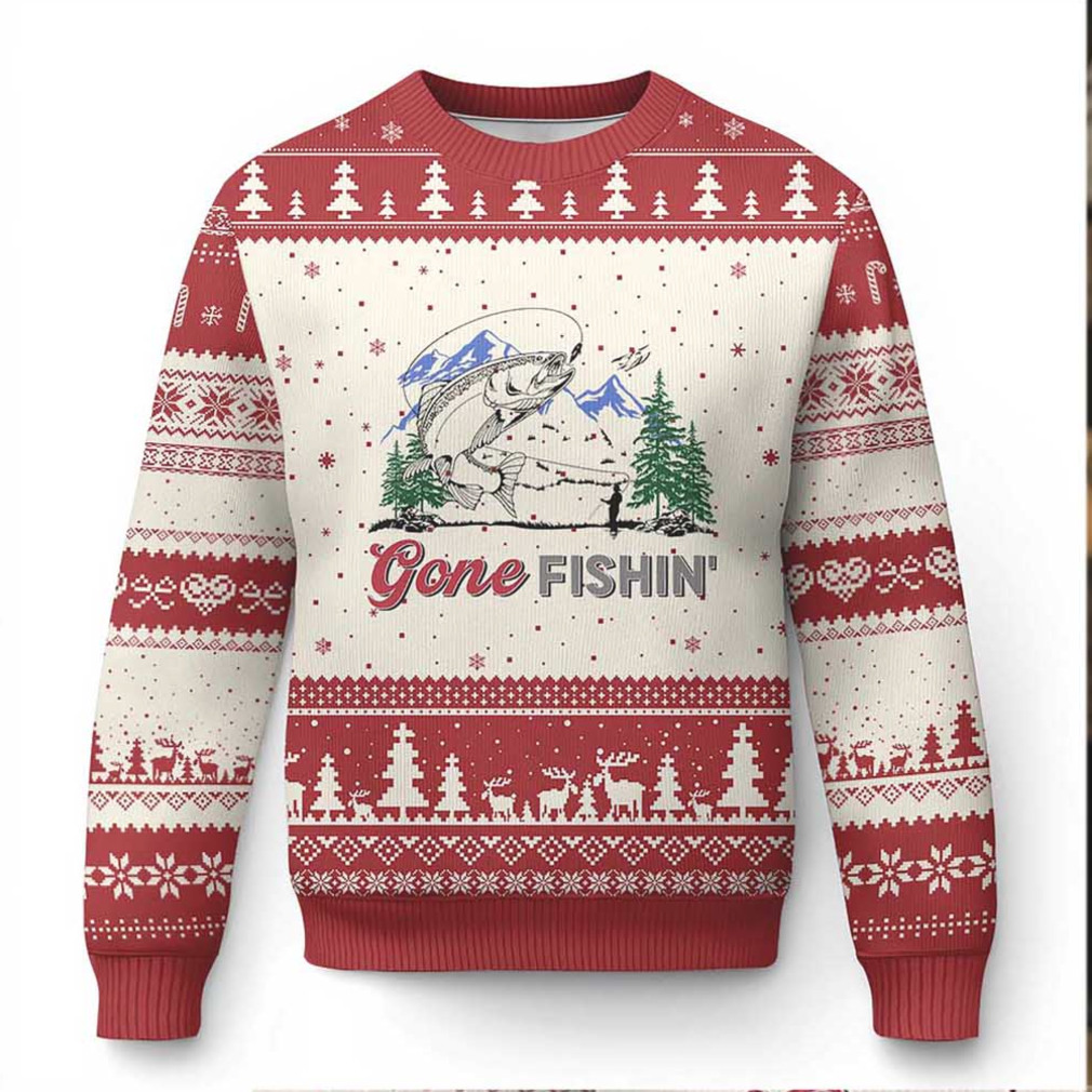 Gone Fishing Ugly Christmas Sweater Trout Fishing Lover Montane Forest Gone Fishing Ugly Christmas Sweater Trout Fishing Lover Montane Forest