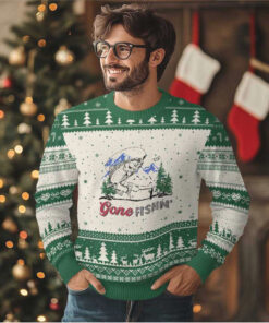 Gone Fishing Ugly Christmas Sweater Trout Fishing Lover Montane Forest, hoodie, sweater, long sleeve and tank top Gone Fishing Ugly Christmas Sweater Trout Fishing Lover Montane Forest